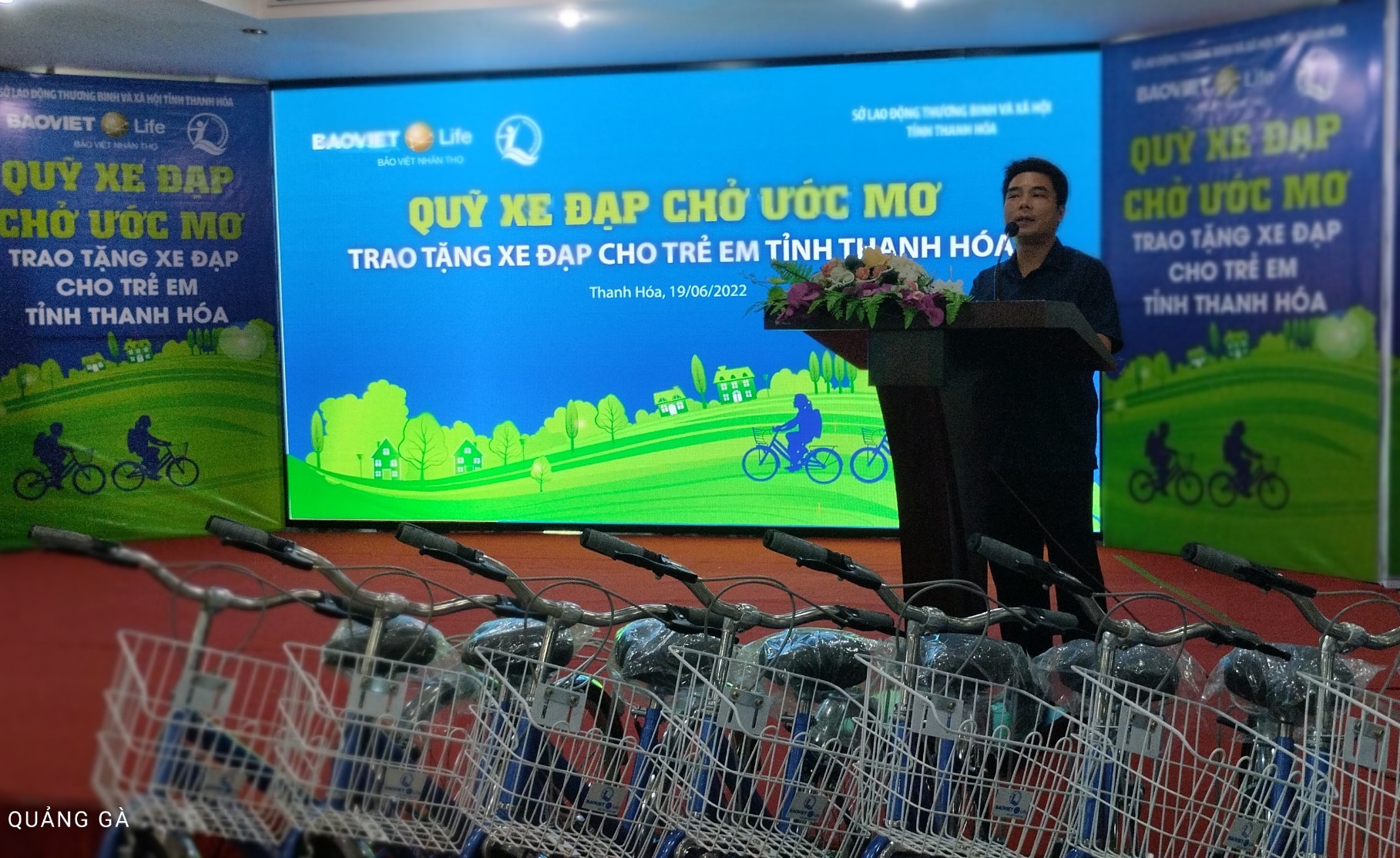 Đồng chí Vũ Huy Vượng - Trưởng phòng Trẻ em và Bình đẳng giới - Sở LĐTBXH phát biểu tại buổi lễ.