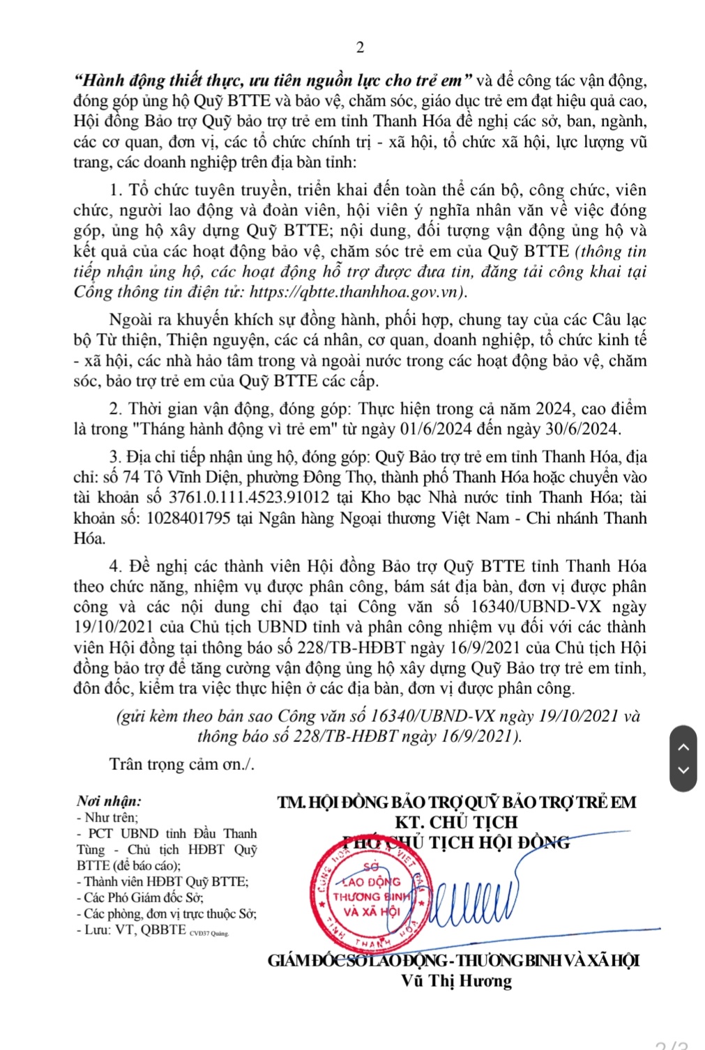 Toàn văn Công văn số 2415/CV-HĐBT ngày 31/5/2024 - Trang 2